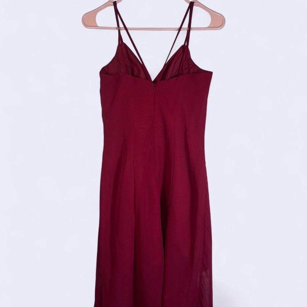 B2 Red Pleated V-Neck Cocktail Dress Size 4 - Picture 4 of 7